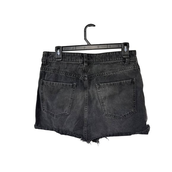 We The Free High-Waisted Black Denim Mini Skirt With Frayed Hem & Front Zipper C - Picture 5 of 9